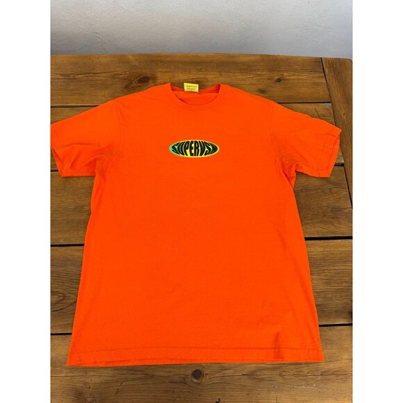 Supervsn Mens Orange Graphic Tee Shirt Large Cotton Crewneck Short Sleeve MINT & - Picture 2 of 9